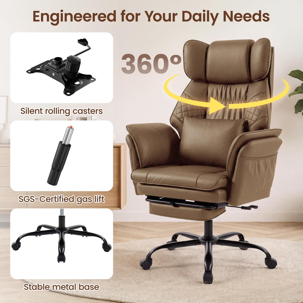 3D Kneading Massage Office Chair with Footrest S36512