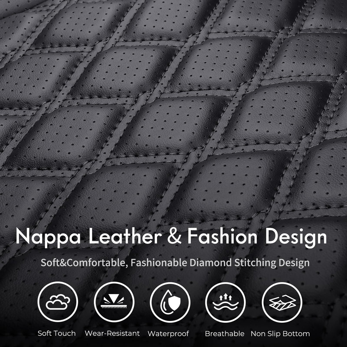 Leather Pickup Seat Cushion Cover Full Set Black N1307