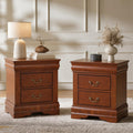 Cherry Wood Nightstands Set of 2 with Drawers S8813
