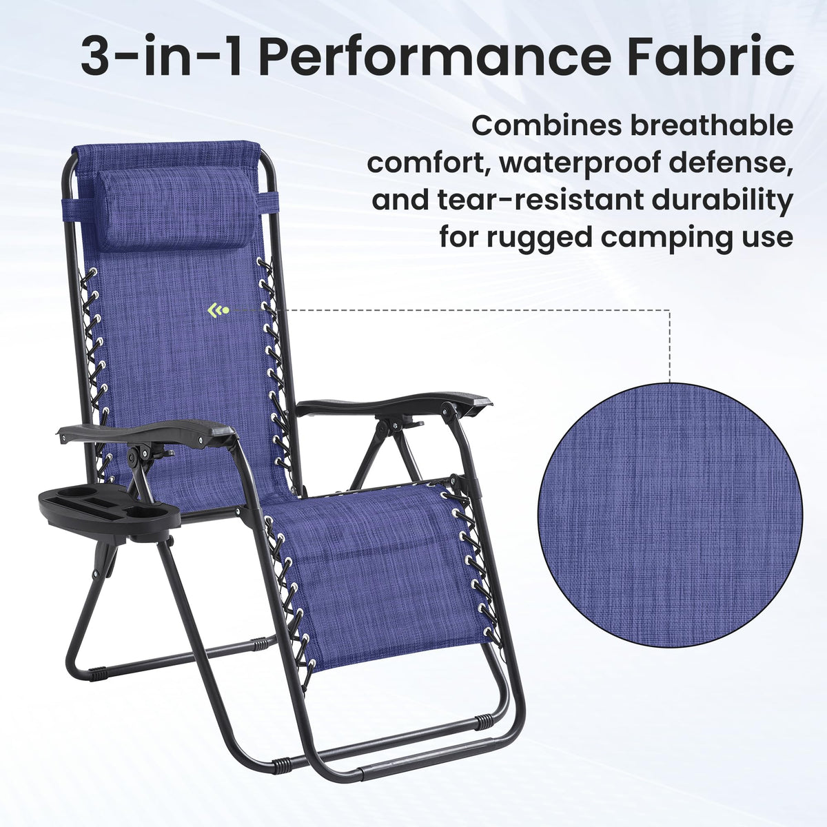 2 Pack Blue 7-Position Adjustable Zero Gravity Chairs L868