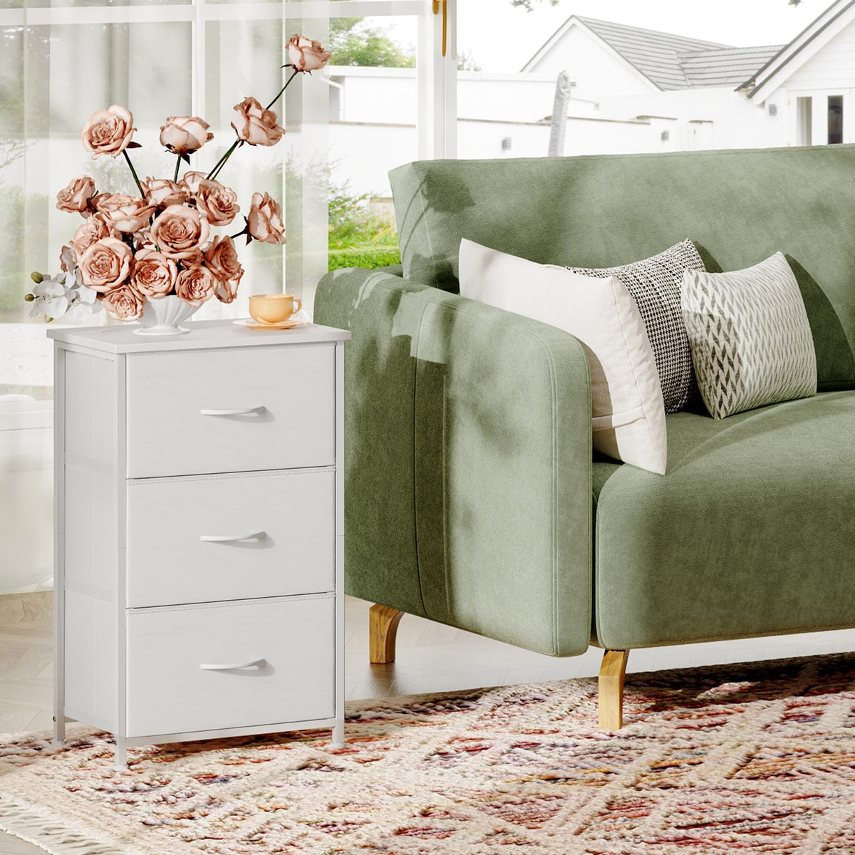 White 3 Drawer Dresser M14356