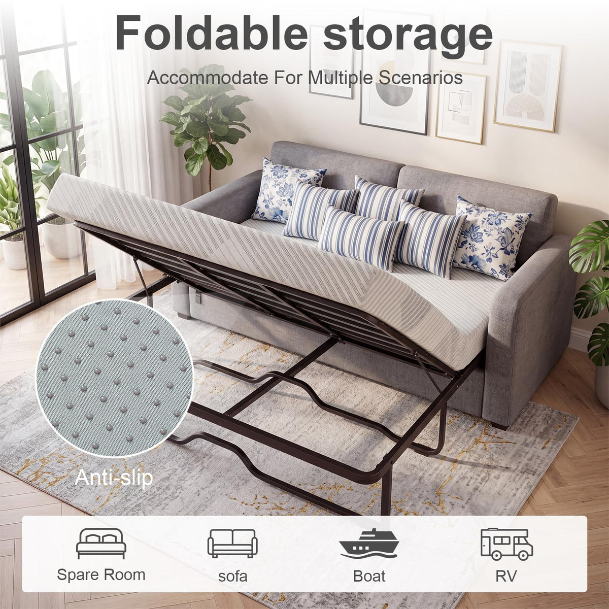 4 Inch Memory Foam Sofa Bed Mattress with Removable Washable Cover X32719