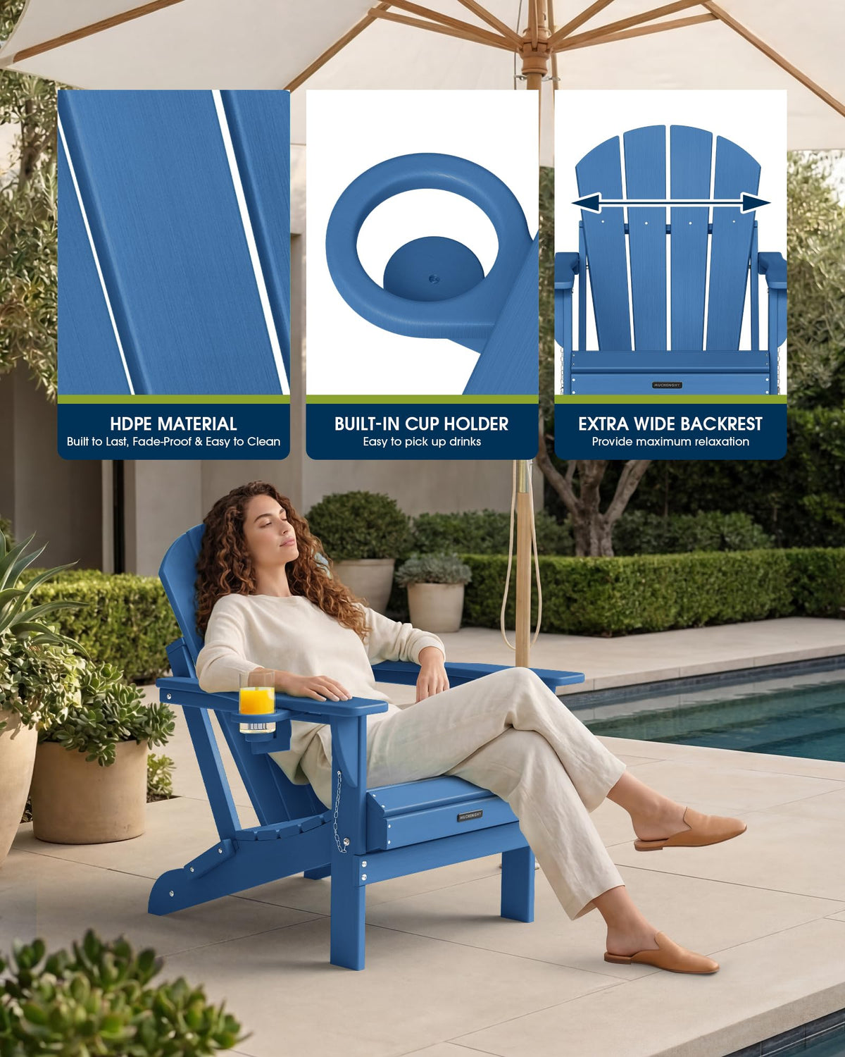 Folding Adirondack Chair Navy Blue E149