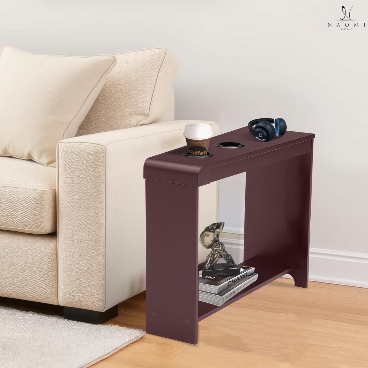 Cherry Nightstand with Charging Station O452136