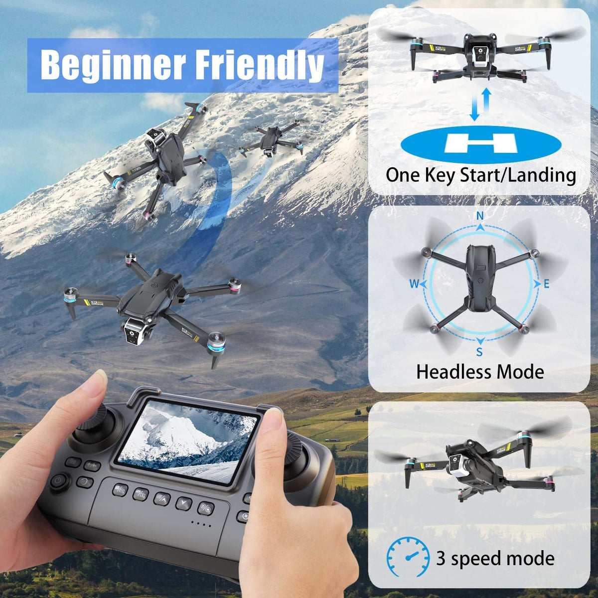 Brushless Drone with Camera, 2 Batteries Z47528
