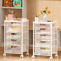 White 5 Drawer Rolling Utility Cart with Wooden Tabletop G12806