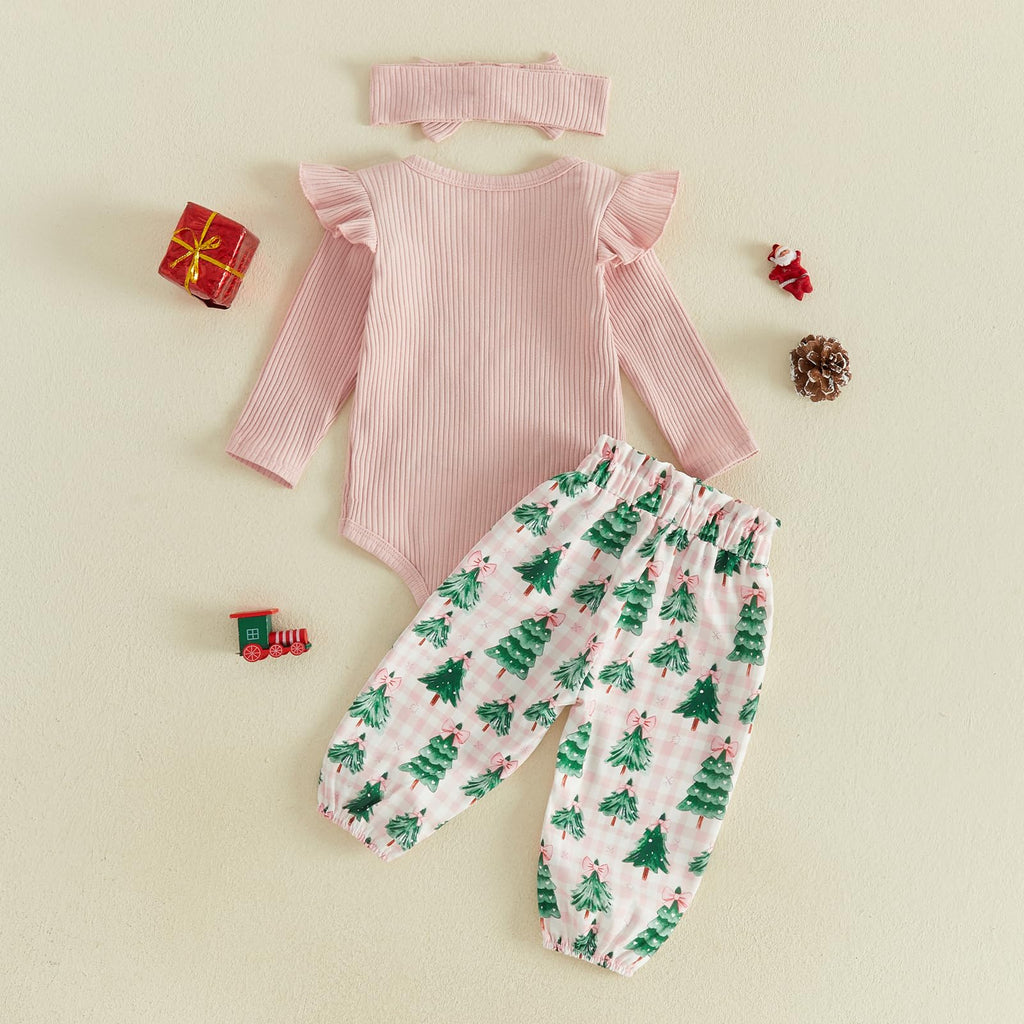 Newborn Baby Girl Christmas Outfit Romper Pants Set N302