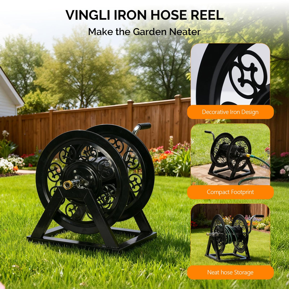 Wall Mount Hose Reel with 108FT Capacity R80644