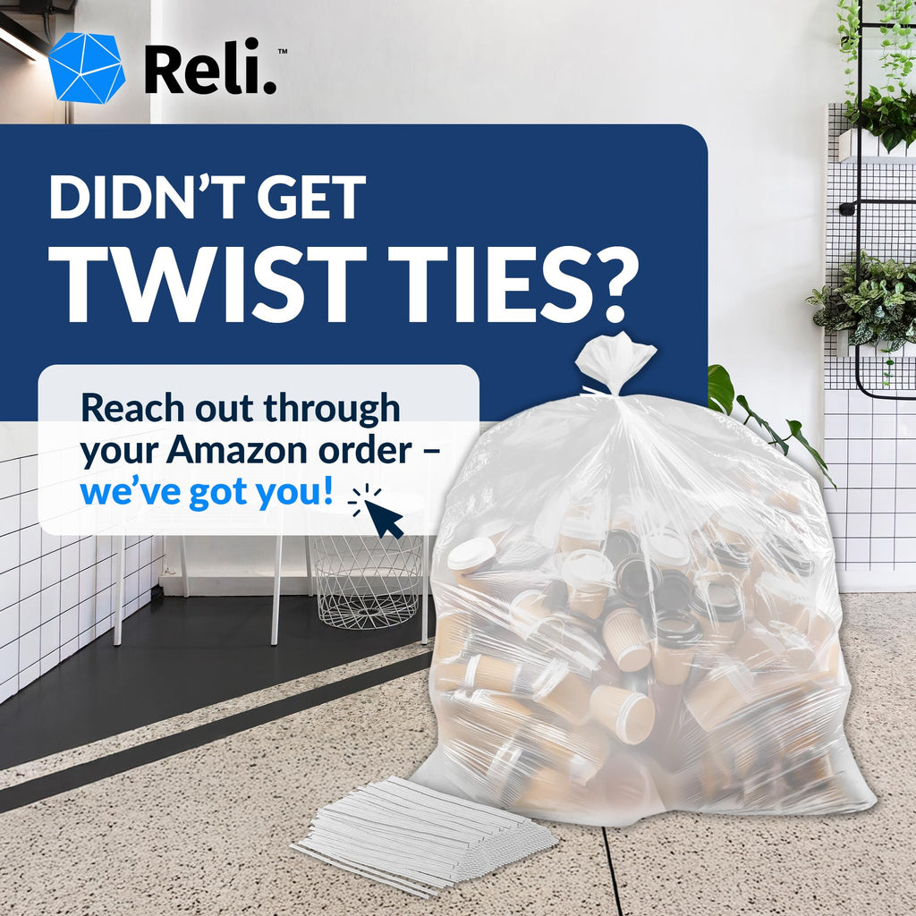55-60 Gallon Heavy Duty Clear Trash Bags with Ties F674926