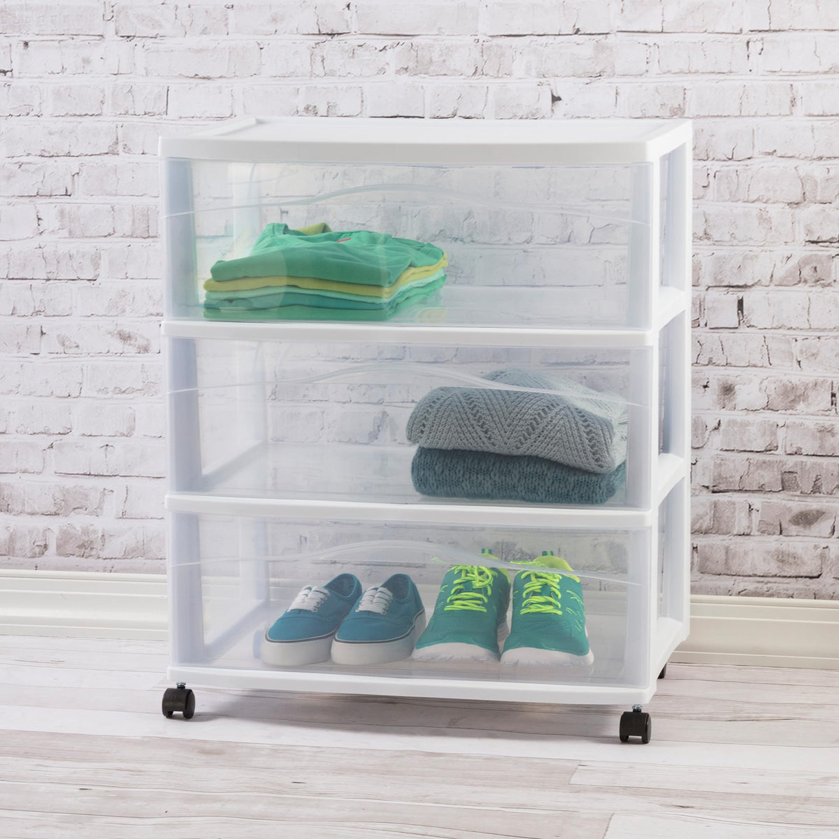 Wide 3 Drawer Plastic Rolling Storage Cart G4134