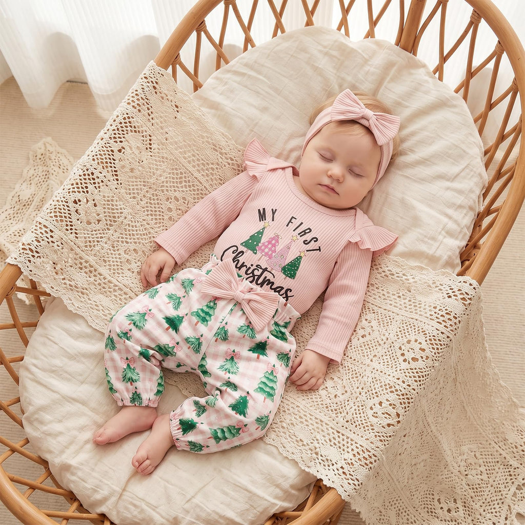 Newborn Baby Girl Christmas Outfit Romper Pants Set N302