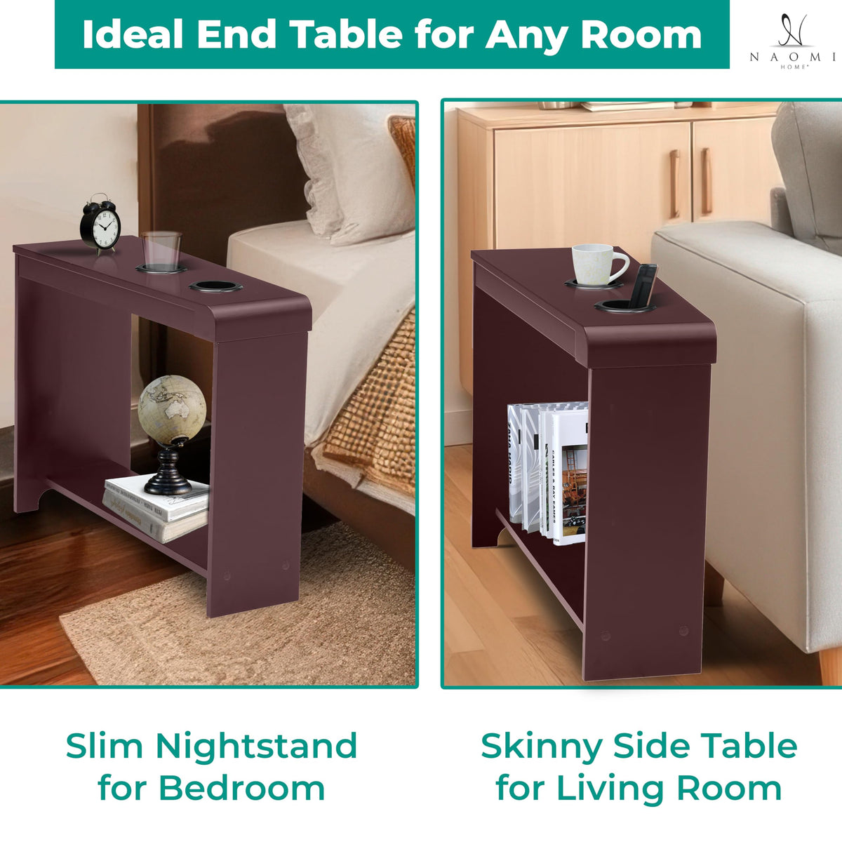 Cherry Nightstand with Charging Station O452136