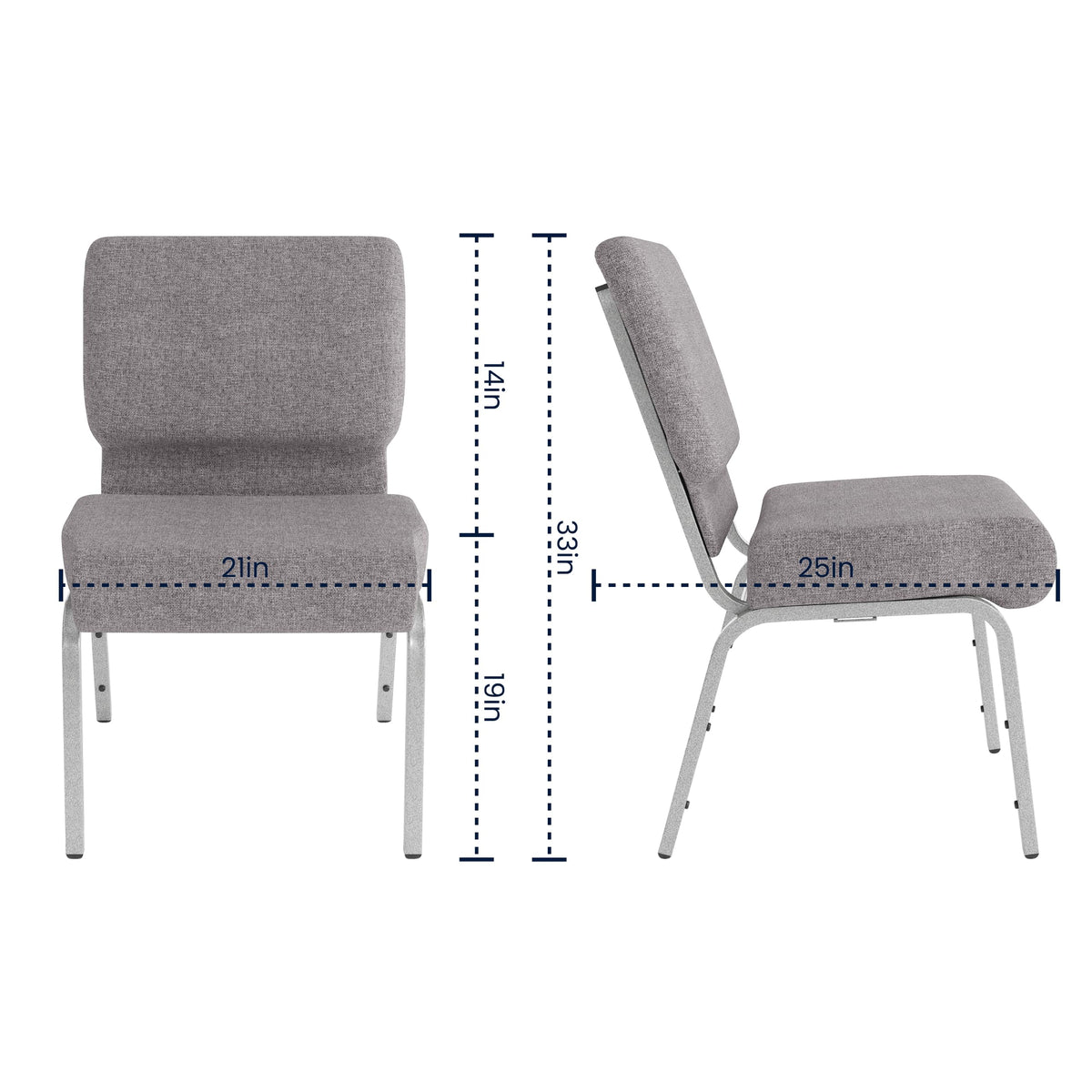 4 Pack Stacking Church Chair in Gray Fabric R110910