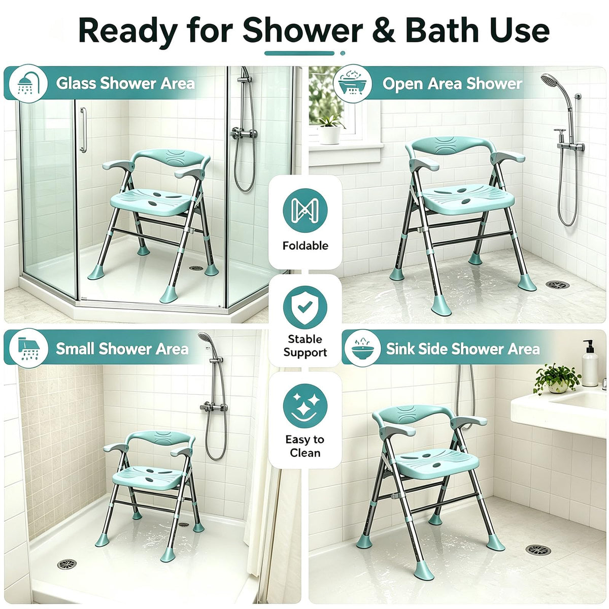 Heavy Duty Shower Chair with Arms and Back T63575