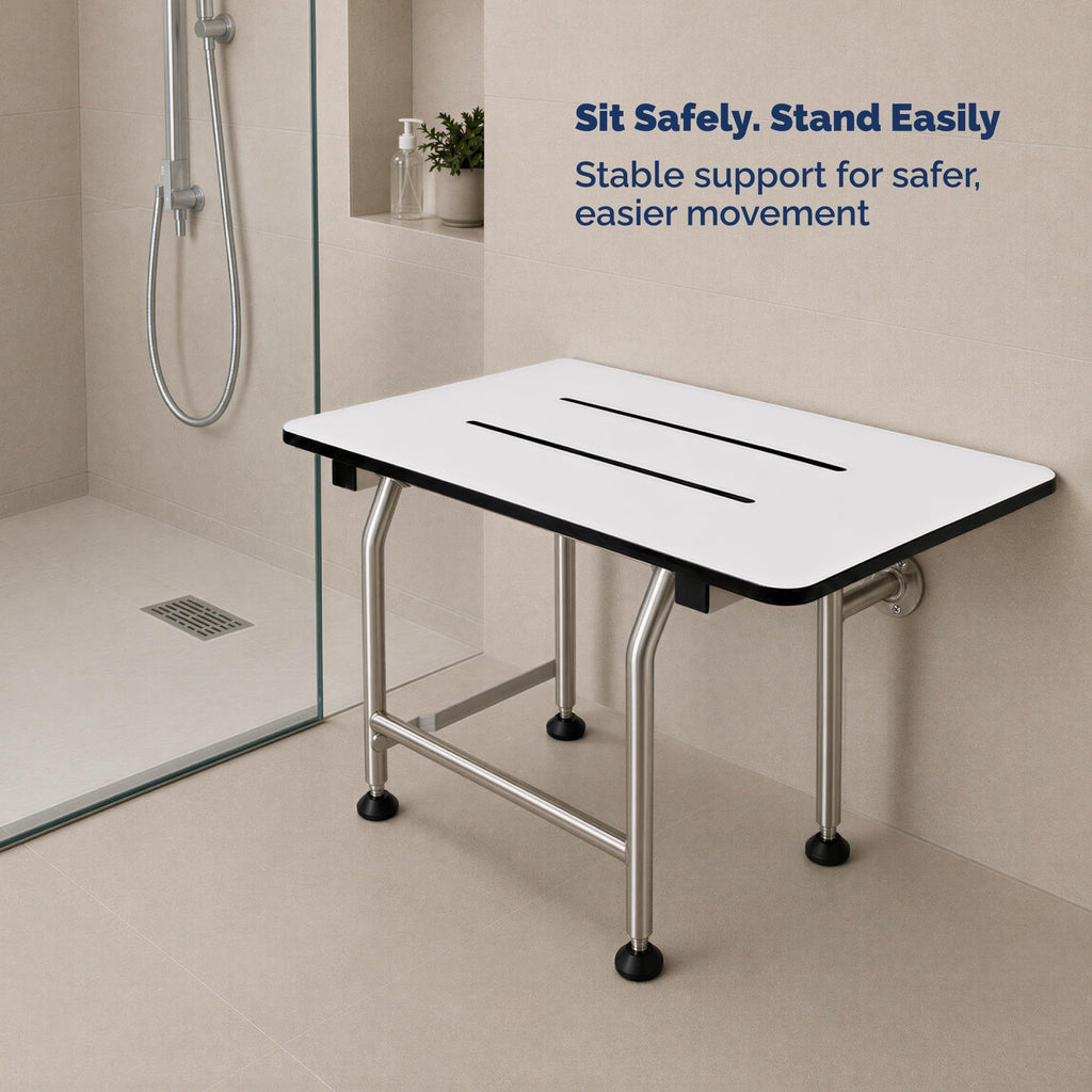 Wall Mounted Phenolic Folding Shower Seat with Legs S910