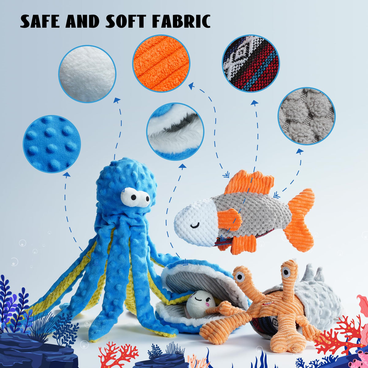 4 Packs Crinkle Squeaky Dog Toys C4639