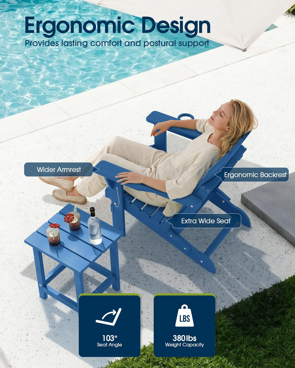 Folding Adirondack Chair Navy Blue E149