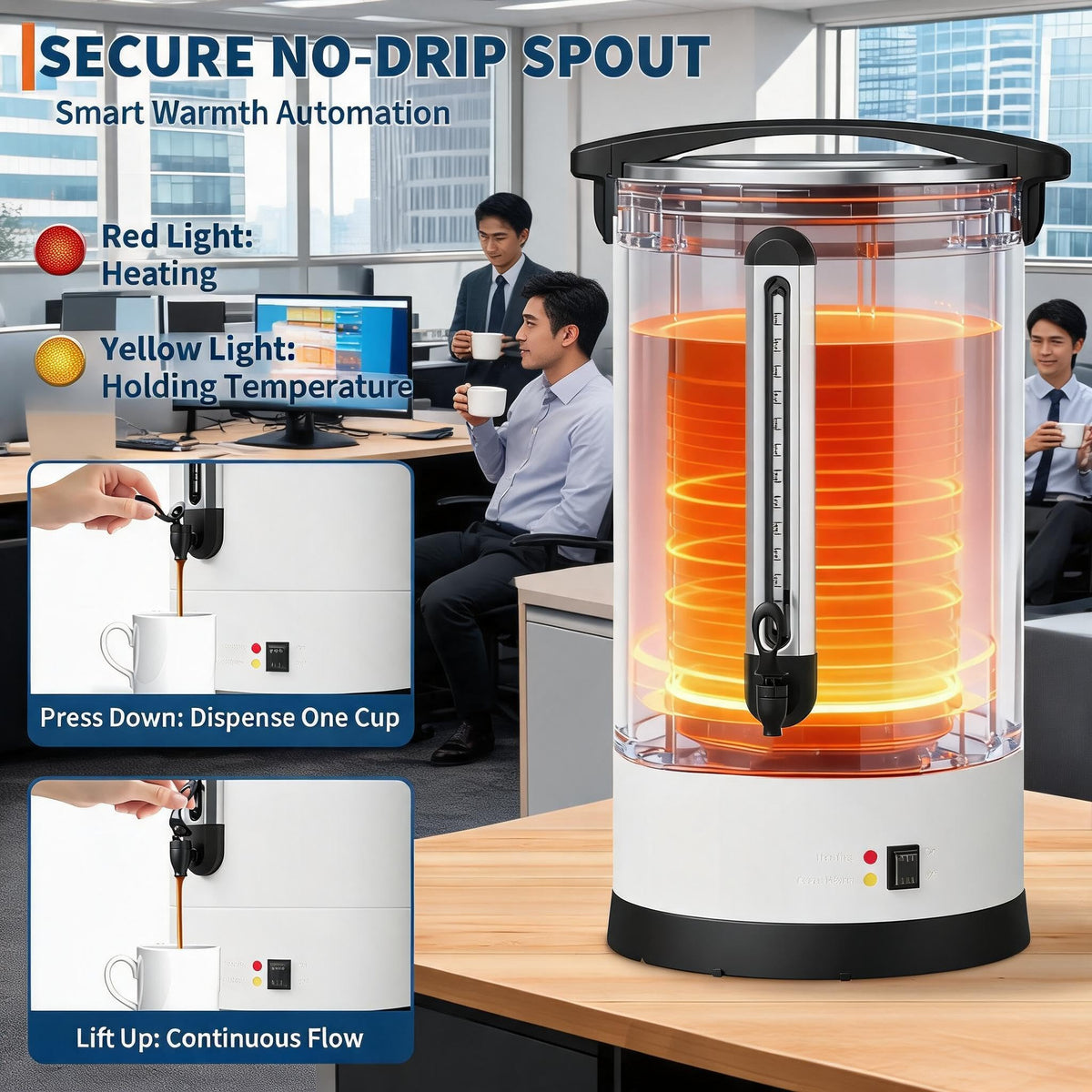 12L 80-Cup Double-Wall Stainless Steel Electric Coffee Urn D46029