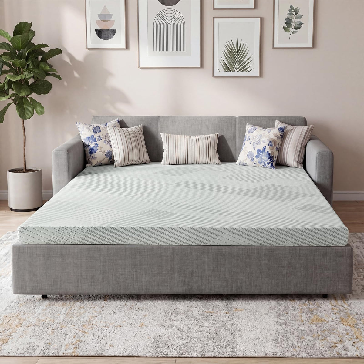 4 Inch Memory Foam Sofa Bed Mattress with Removable Washable Cover X32719