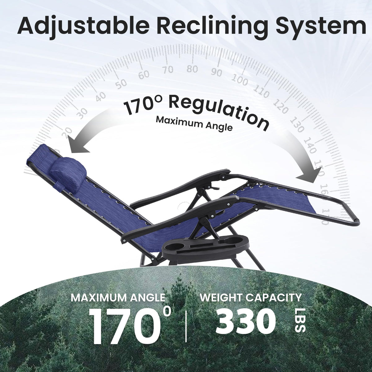 2 Pack Blue 7-Position Adjustable Zero Gravity Chairs L868