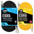 Black Oil Resistant 12 Gauge Extension Cord 100 ft and Yellow 10 Gauge Extension Cord 75 ft R970