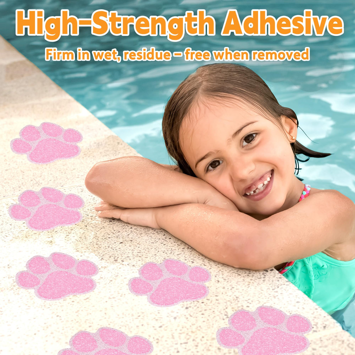 20PCS Non Slip Bathtub Stickers with Scraper, Pink, Dog Paw F9488