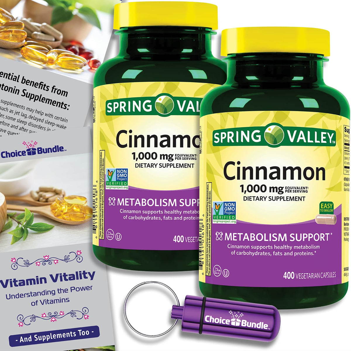 Cinnamon Supplement 1000mg Vegetarian Capsules 800 Total W426