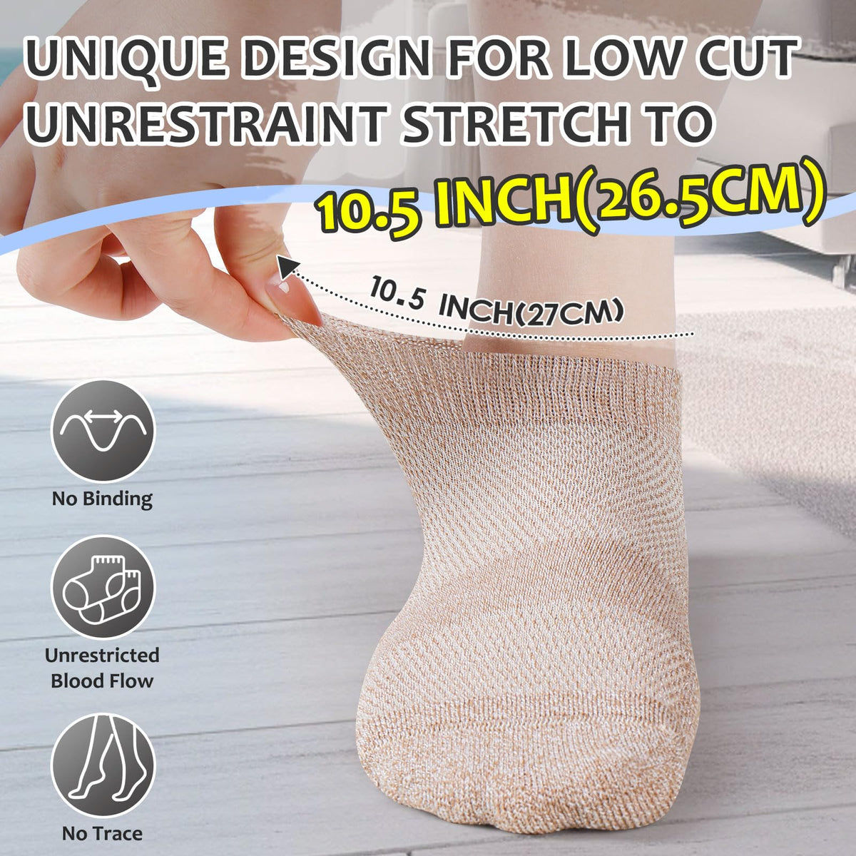 6 Pairs Low Cut Non Binding Bamboo Seamless Socks D488