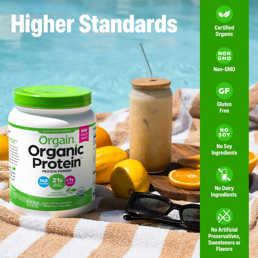 Organic Vegan Protein Powder, Natural Unsweetened, 1.59 lb S928