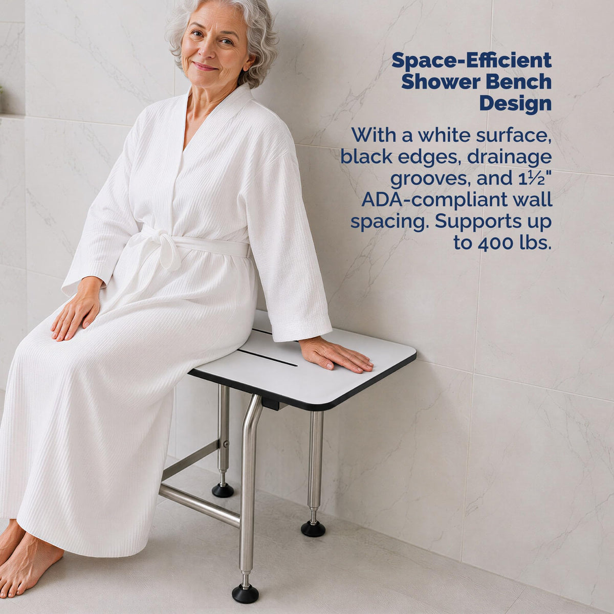 Wall Mounted Phenolic Folding Shower Seat with Legs S910