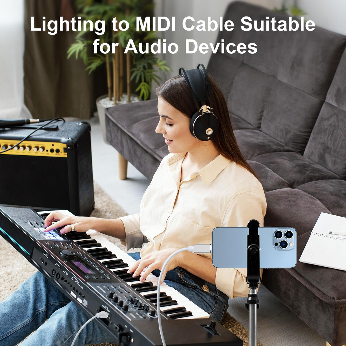 Lightning to MIDI Cable, 6.6FT Type B OTG X90486