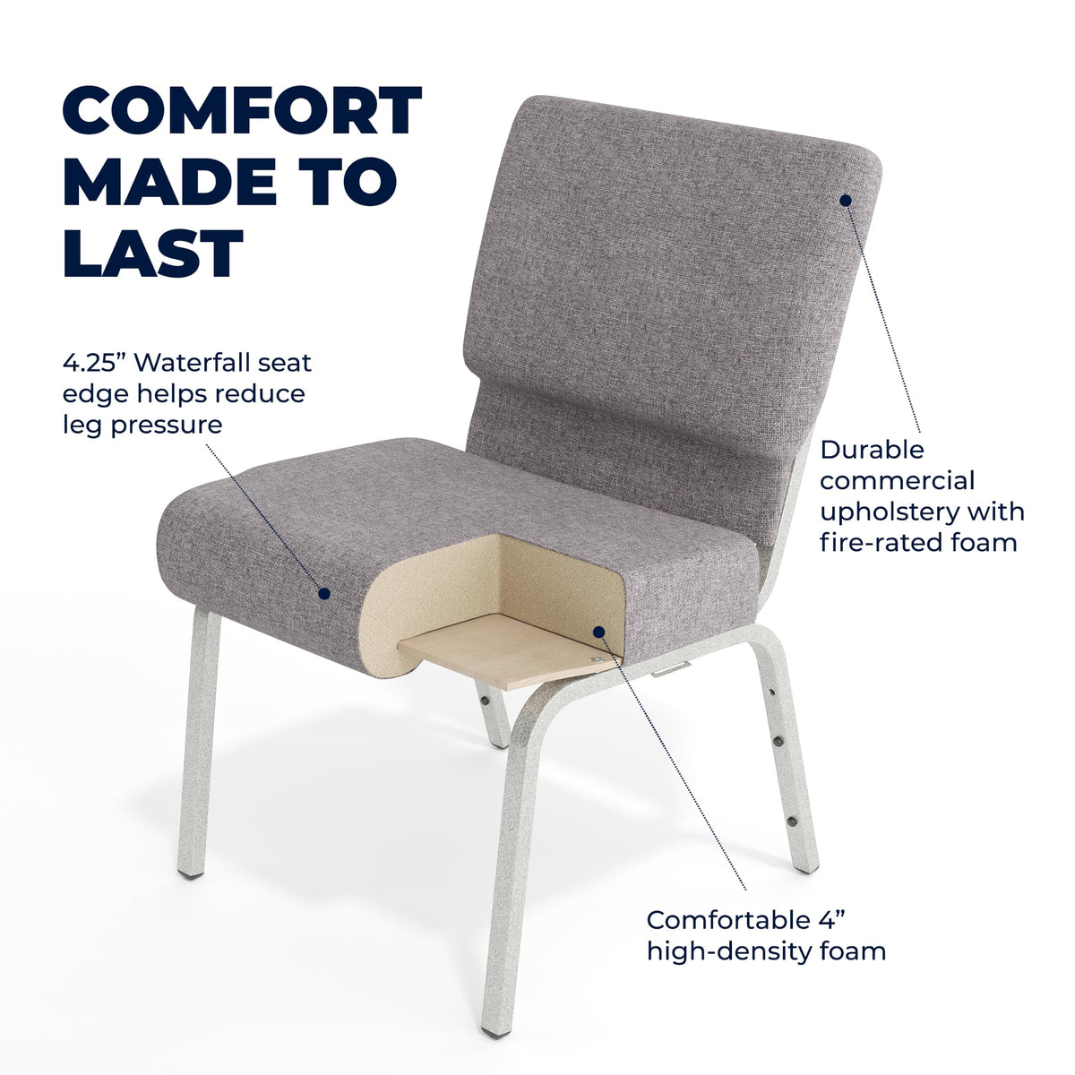 4 Pack Stacking Church Chair in Gray Fabric R110910