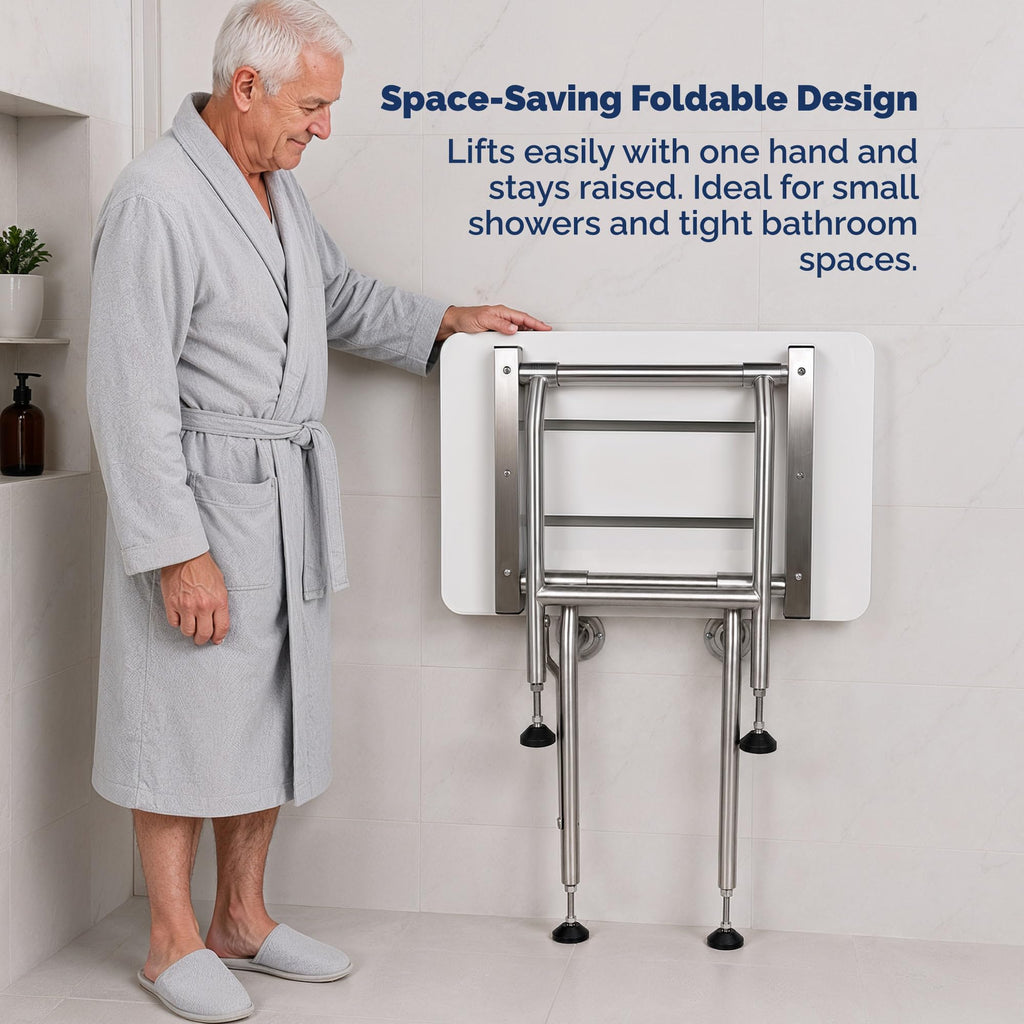 Wall Mounted Phenolic Folding Shower Seat with Legs S910