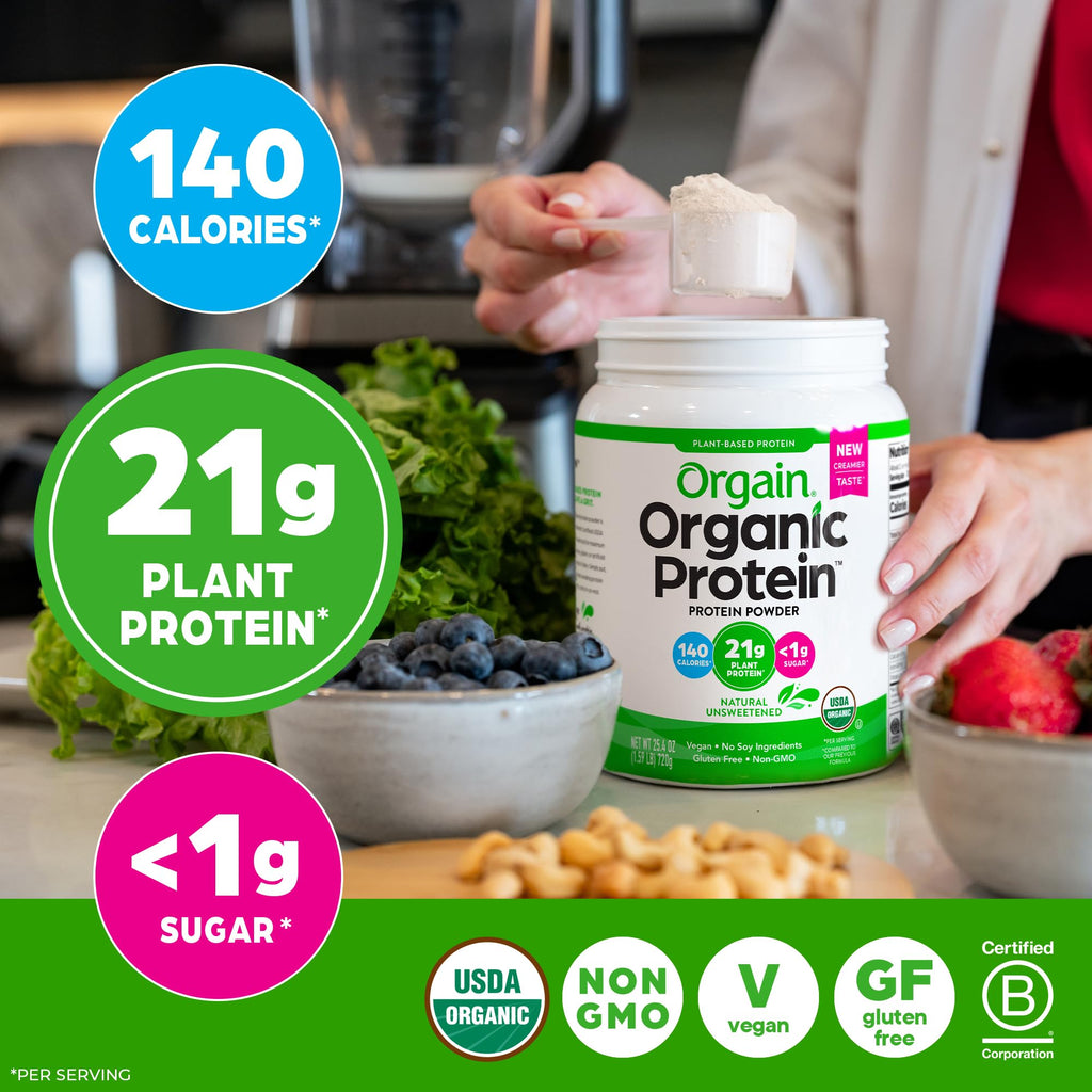 Organic Vegan Protein Powder, Natural Unsweetened, 1.59 lb S928