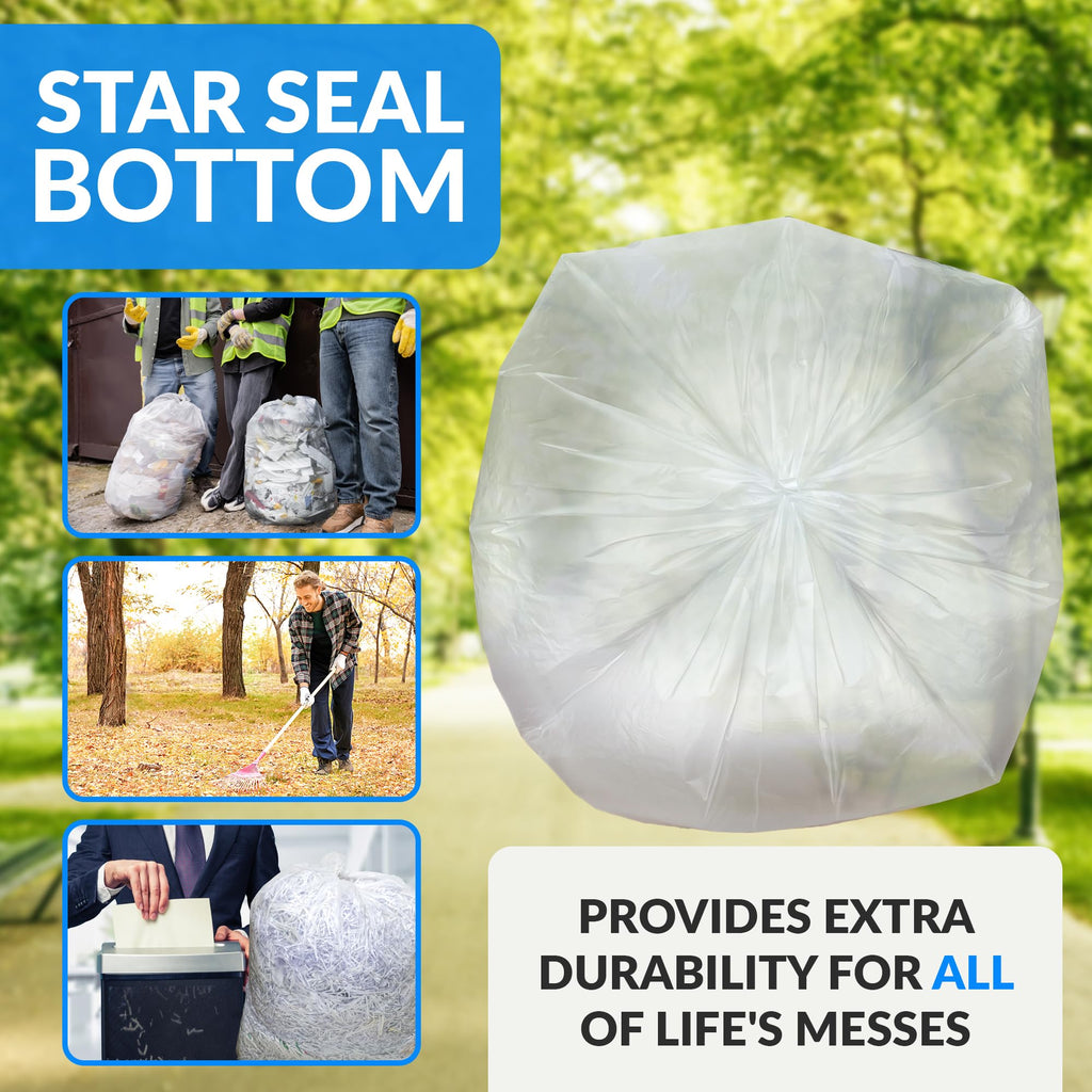 55-60 Gallon Heavy Duty Clear Trash Bags with Ties F674926
