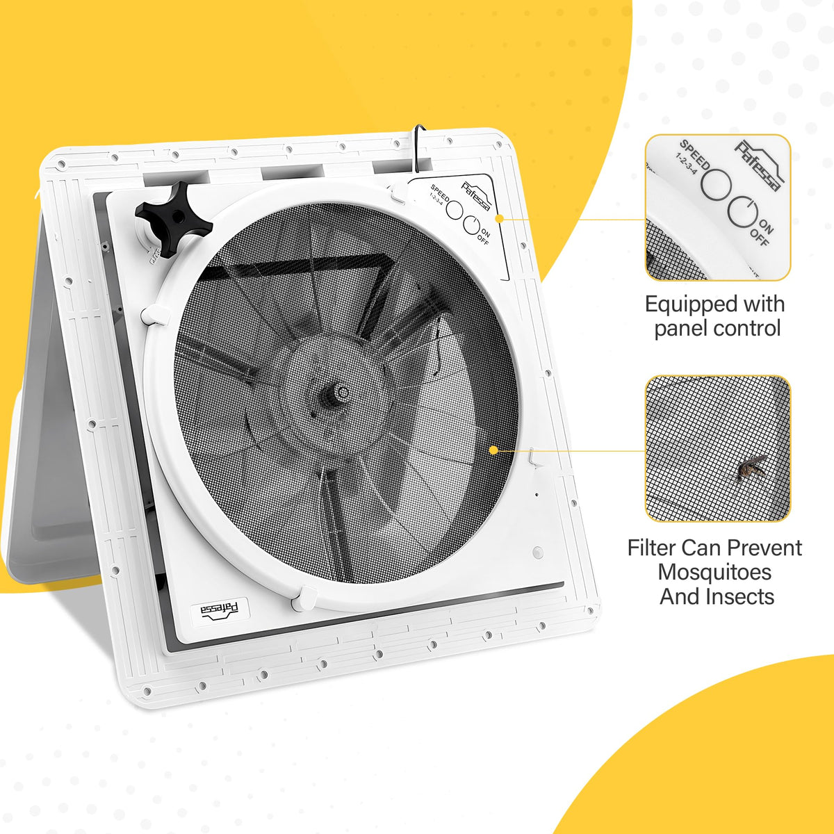 14” RV Roof Vent Fan 4 Speed Reversible 12V Manual White Dome A33338