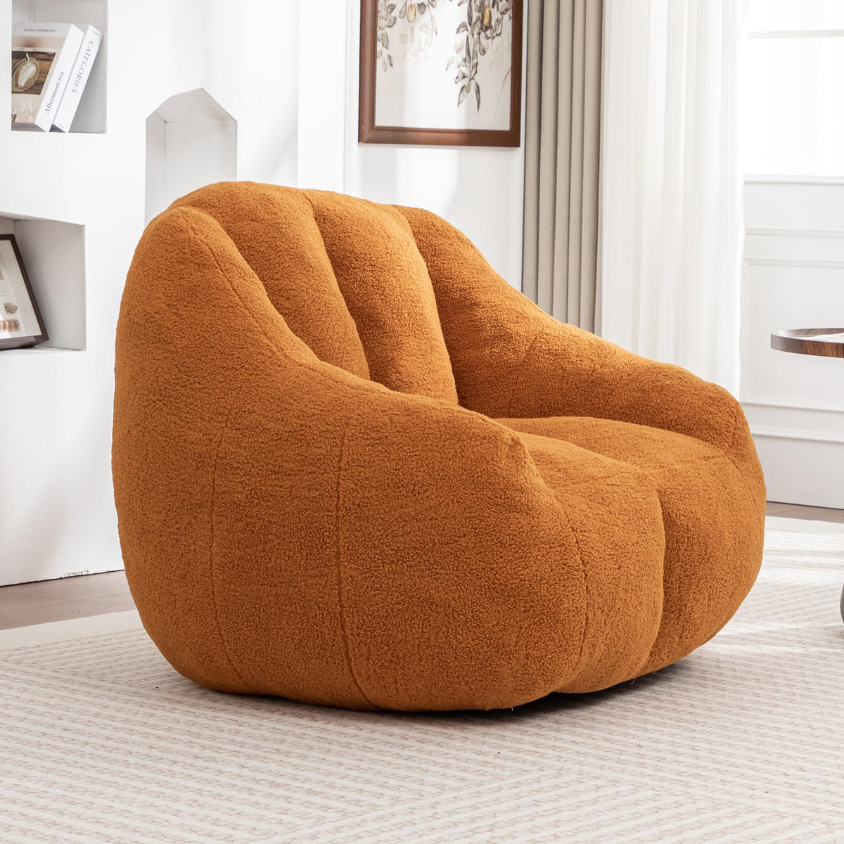 Yellow Tufted Memory Foam Bean Bag Chair R9362