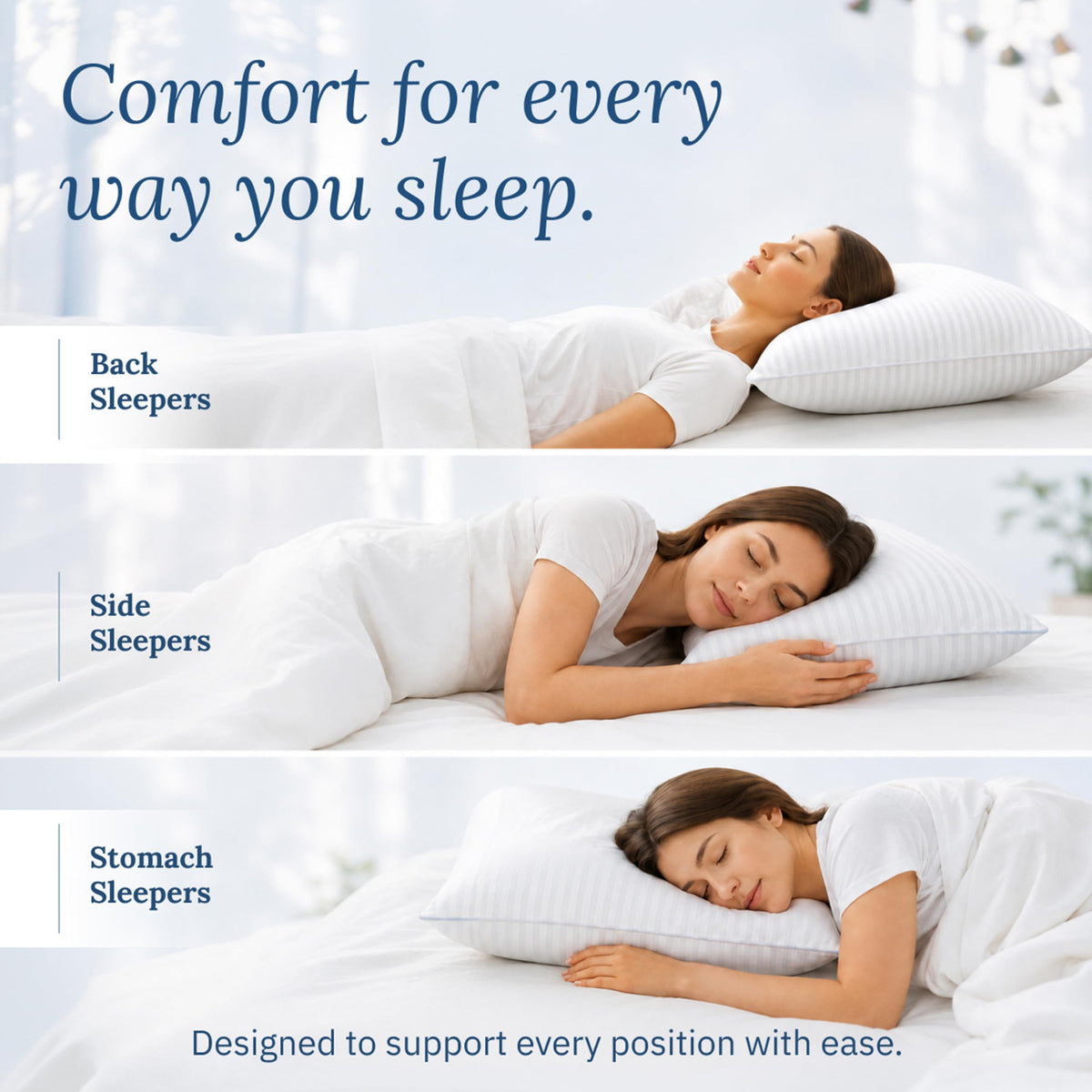 White King Size Bed Pillows Set of 2 Y6789