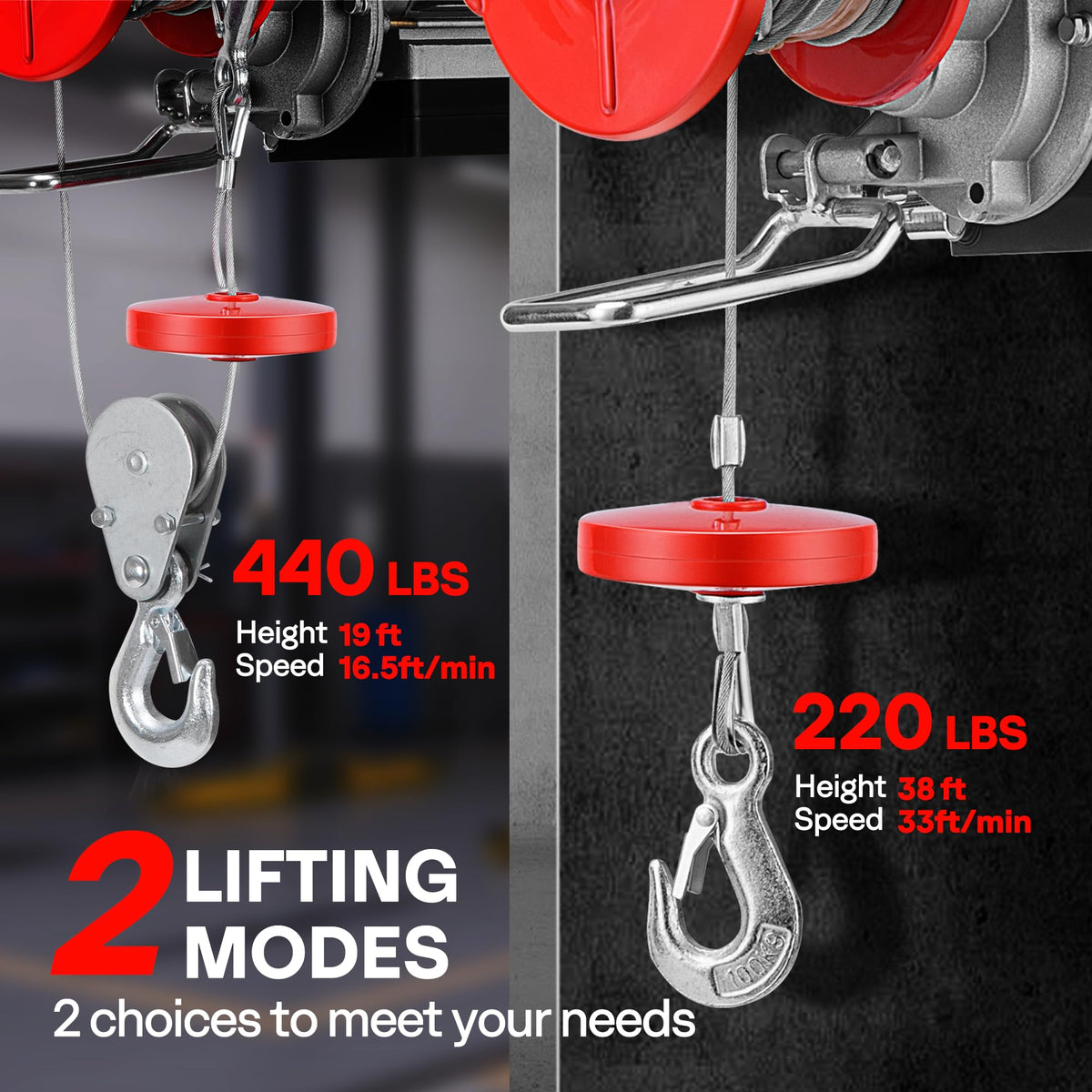 110V 440 Lbs Electric Hoist with Remote Control G618