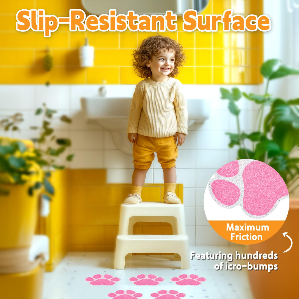 20PCS Non Slip Bathtub Stickers with Scraper, Pink, Dog Paw F9488