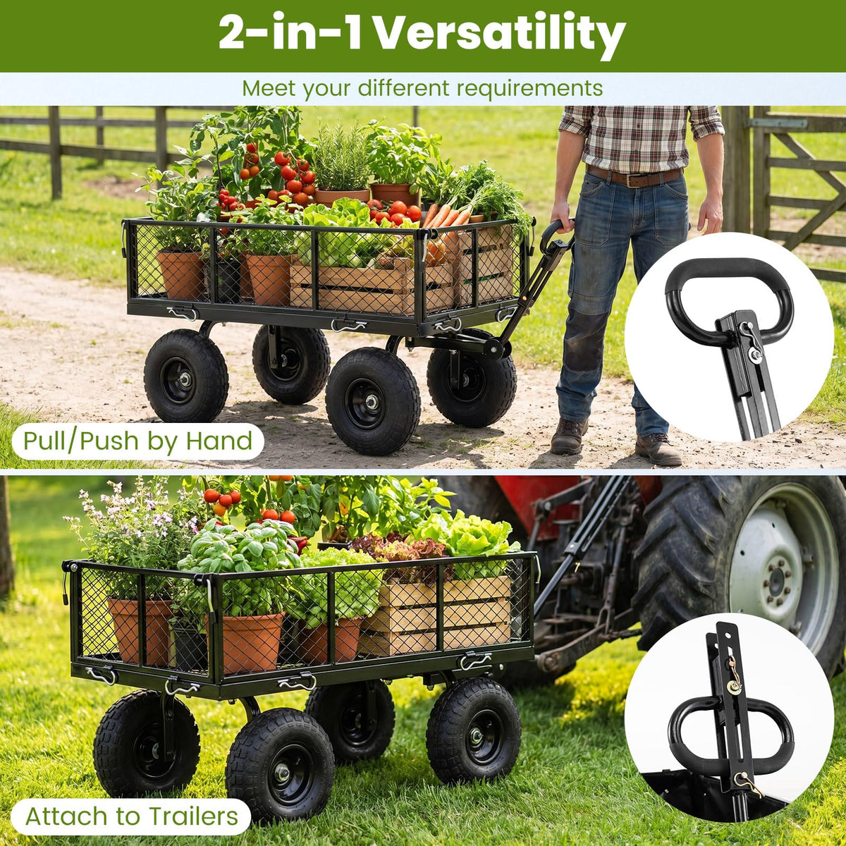 Heavy Duty Metal Garden Cart with Removable Liner P50053