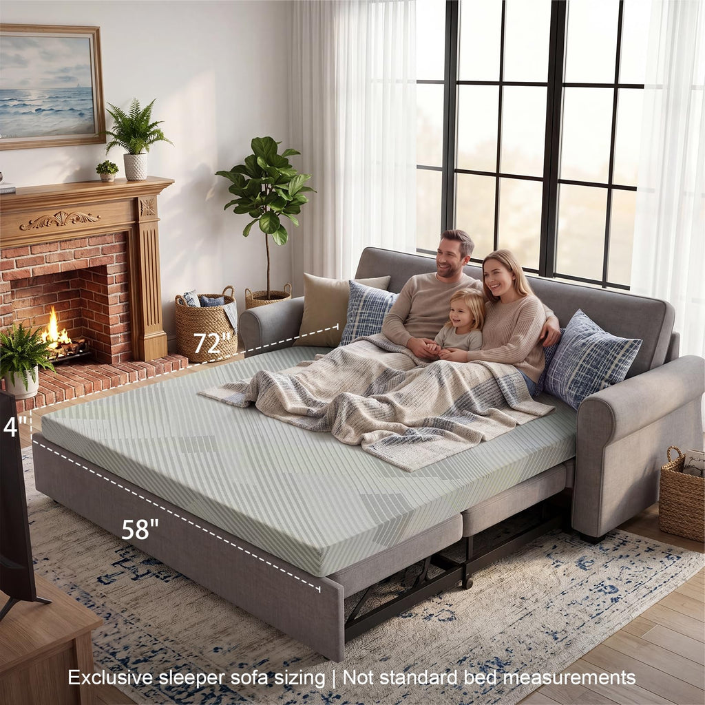 4 Inch Memory Foam Sofa Bed Mattress with Removable Washable Cover X32719