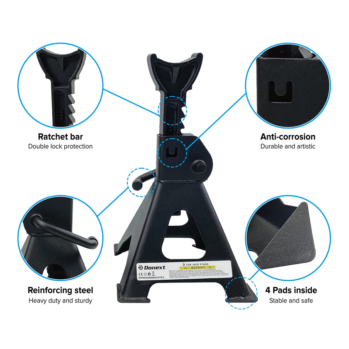2.5 Ton Steel Floor Jack and 3 Ton Black Jack Stands R676572