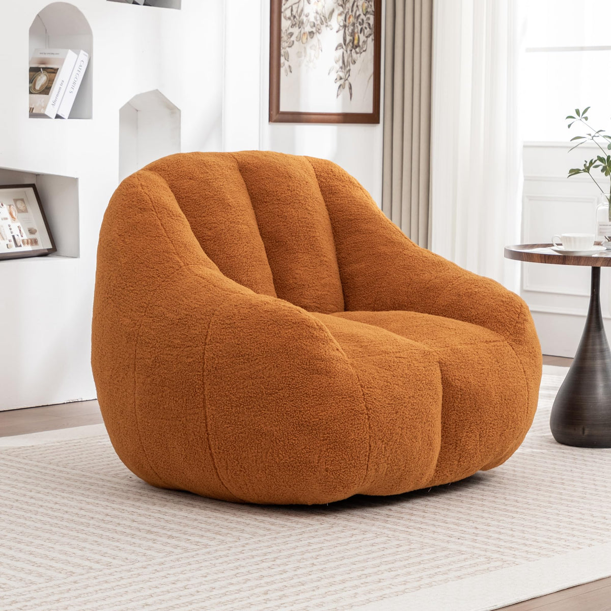Yellow Tufted Memory Foam Bean Bag Chair R9362