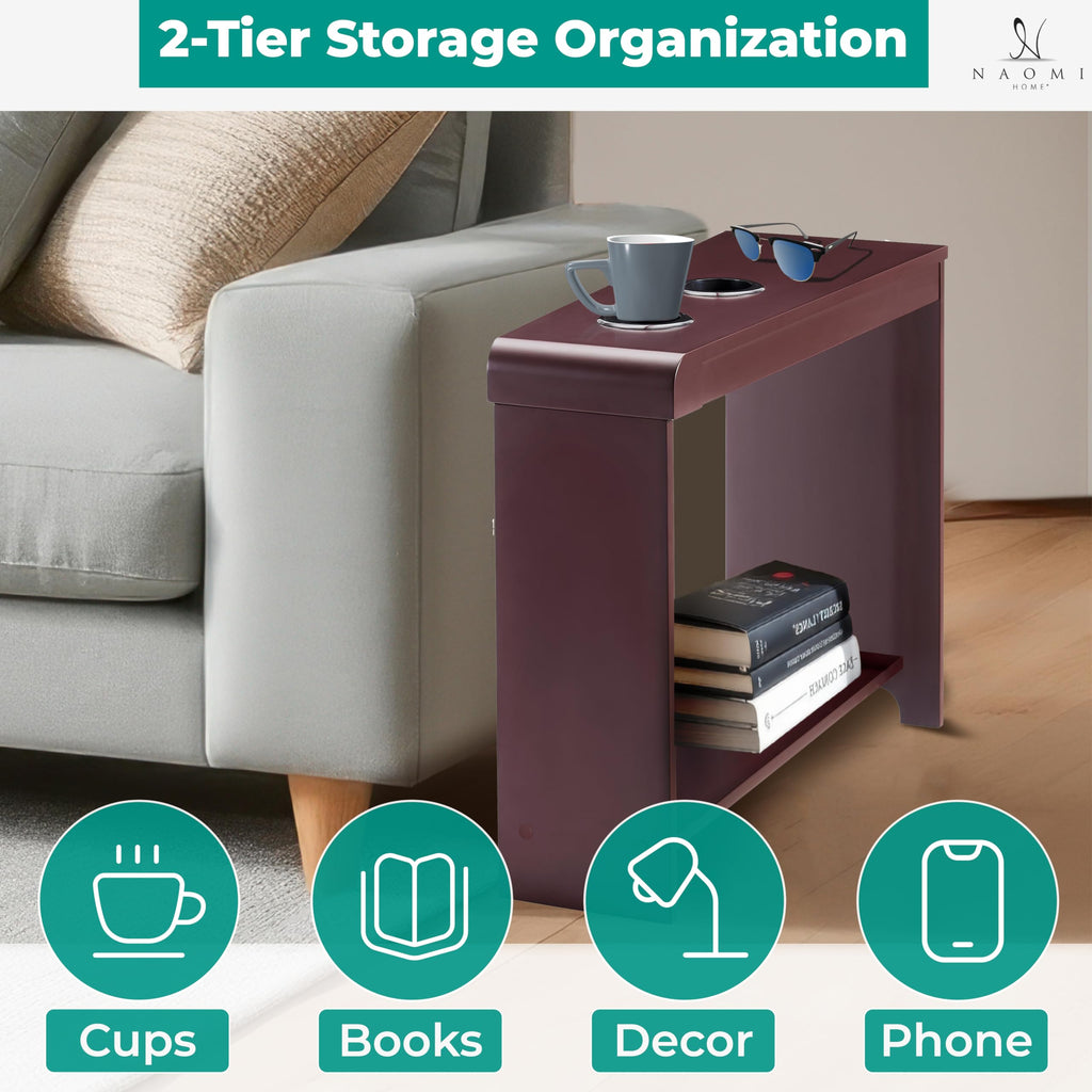 Cherry Nightstand with Charging Station O452136