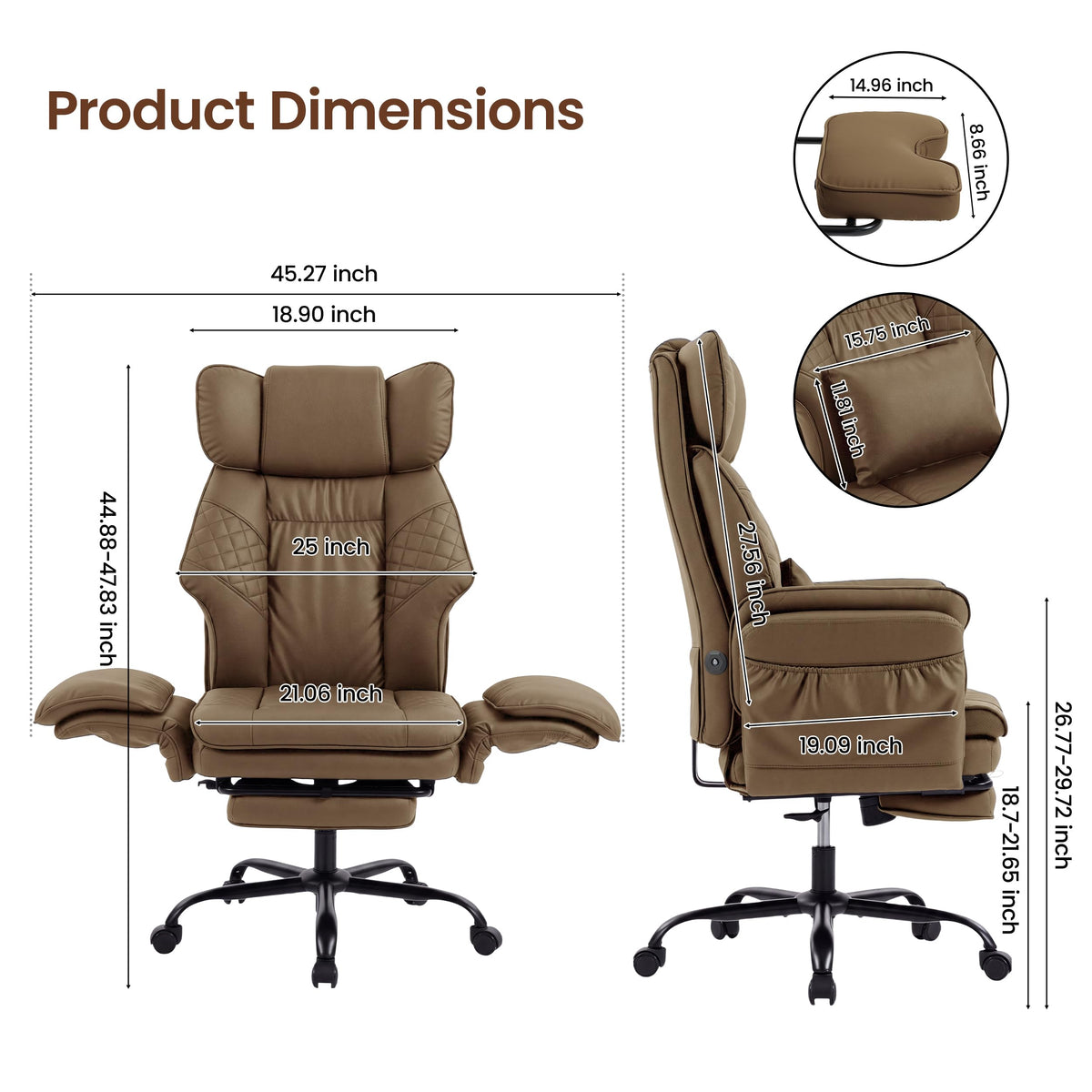 3D Kneading Massage Office Chair with Footrest S36512