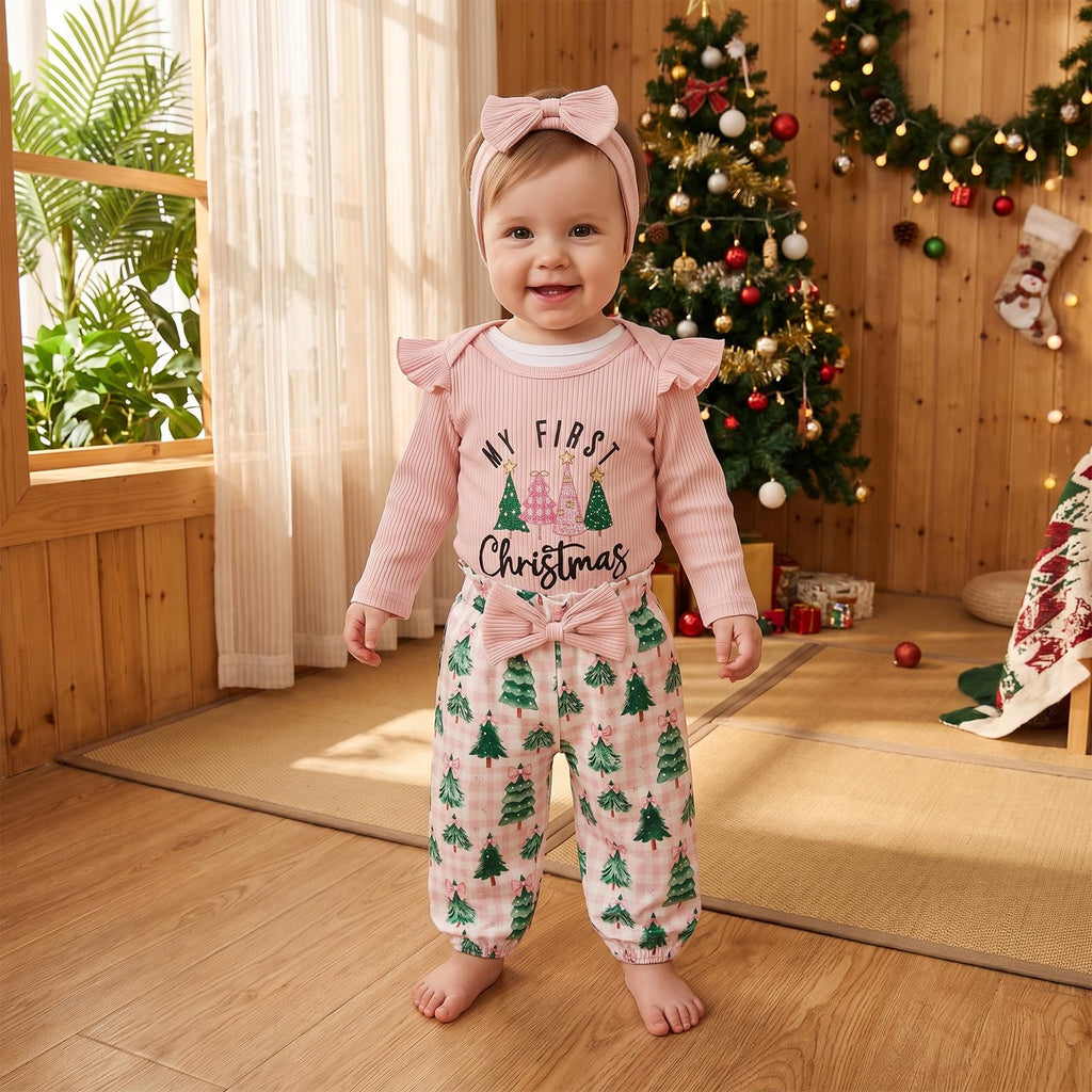 Newborn Baby Girl Christmas Outfit Romper Pants Set N302