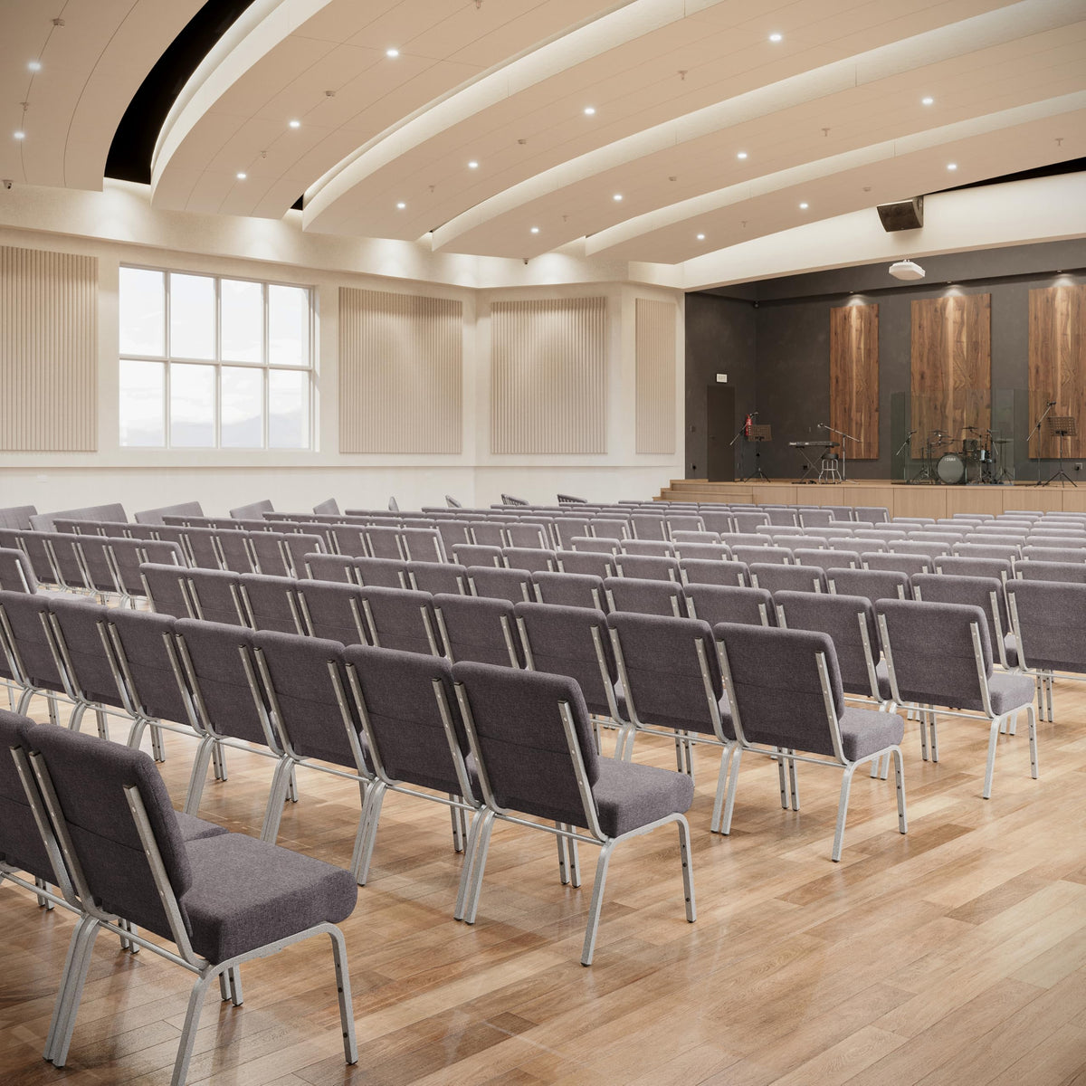 4 Pack Stacking Church Chair in Gray Fabric R110910