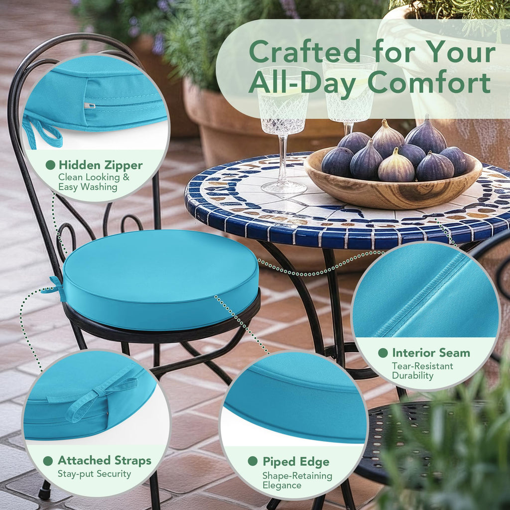 15" Round Waterproof Fade Resistant Chair Cushions Set of 2 W198