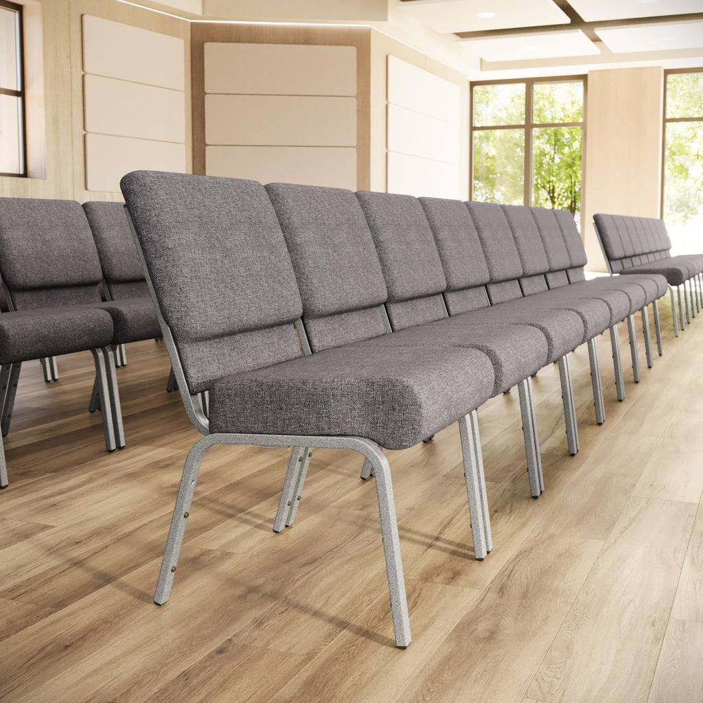 4 Pack Stacking Church Chair in Gray Fabric R110910